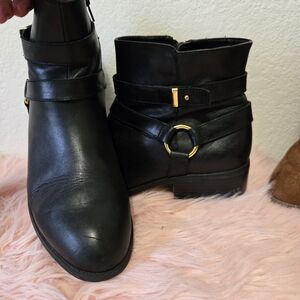 Ralph Lauren Black Ankle Boots with Gold Details